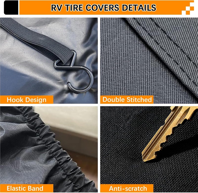 KALINCO RV Tire Covers 4 Pack, Waterproof Wheel Cover, Anti-UV Sun Rain Snow Tire Covers for Travel Trailer Truck RV SUV Camper - Image 4